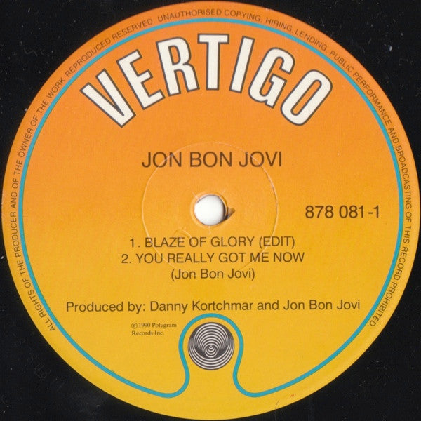 Jon Bon Jovi : Blaze Of Glory: Music From And Inspired By The Film Young Guns II (12", Single)