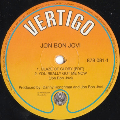 Jon Bon Jovi : Blaze Of Glory: Music From And Inspired By The Film Young Guns II (12", Single)