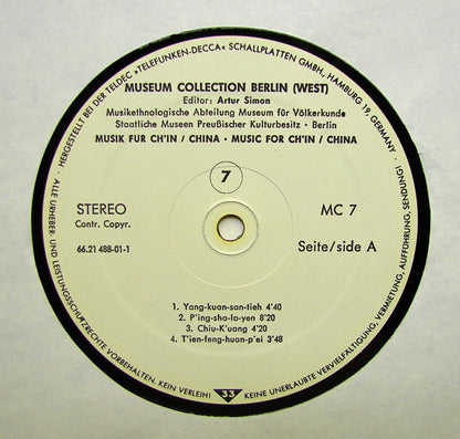 Liang Ming-Yüeh* : Musik Für Ch'in - China / Music For Ch'in - China (LP, Album)