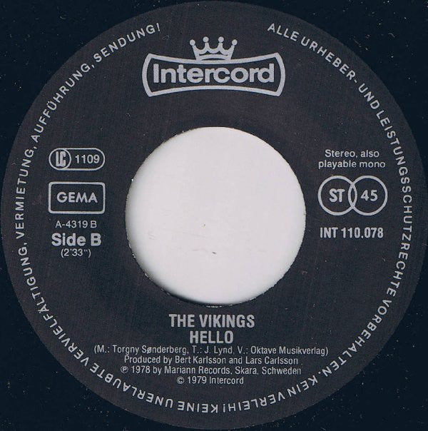 Vikingarna : Stand Up / Hello (7", Single)
