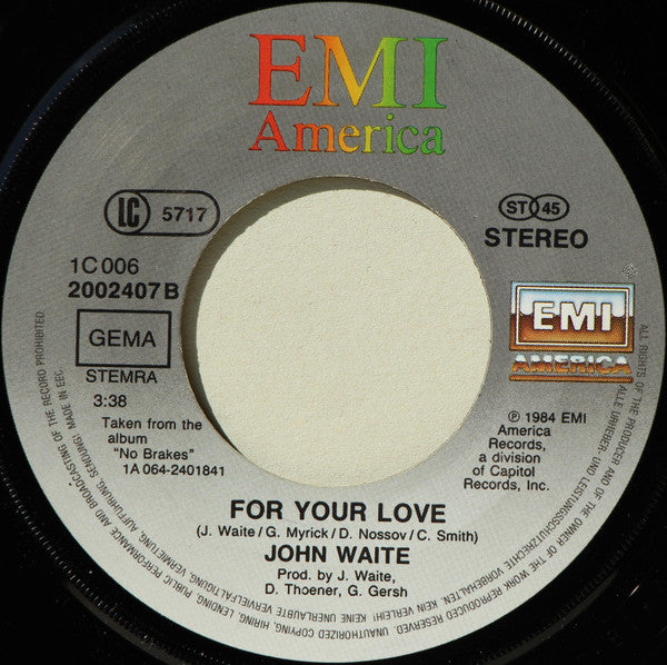 John Waite : Missing You (7", Single)