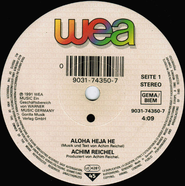 Achim Reichel : Aloha Heja He (7", Single, Sma)