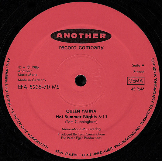 Queen Yahna : Hot Summer Nights / Doesn't Anybody (12")