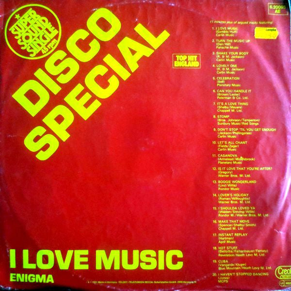Enigma (2) : I Love Music (12")