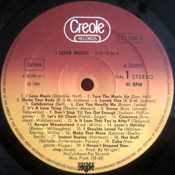 Enigma (2) : I Love Music (12")