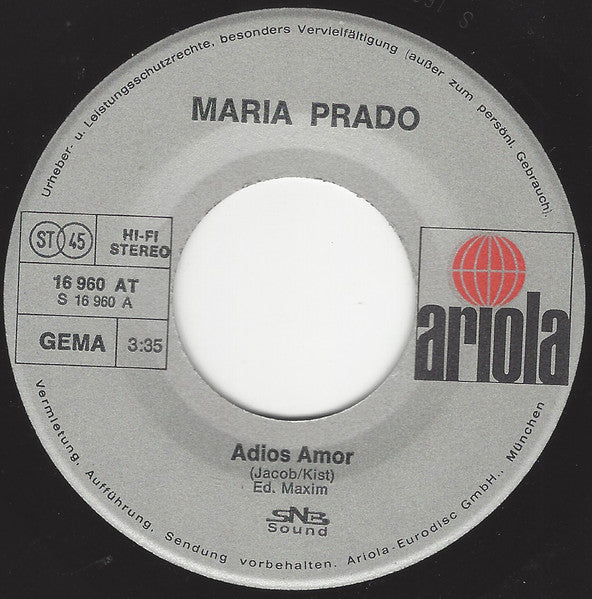 Maria Prado : Adios Amor / Fiesta-Fiesta (7", Single)