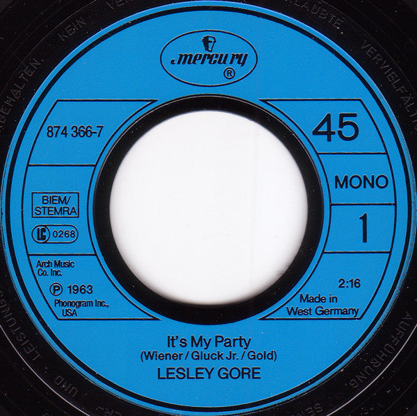 Lesley Gore : It's My Party (7", Single, Mono, RE)