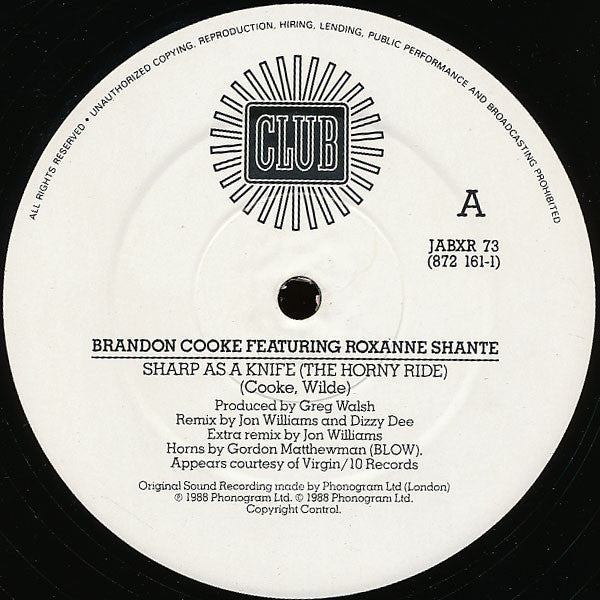 Brandon Cooke Featuring Roxanne Shante* : Sharp As A Knife (Remix) (12")