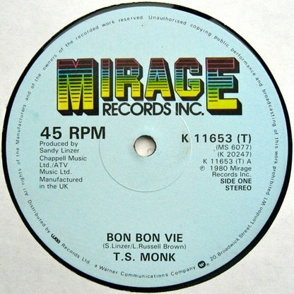 T.S. Monk : Bon Bon Vie (12", Single)