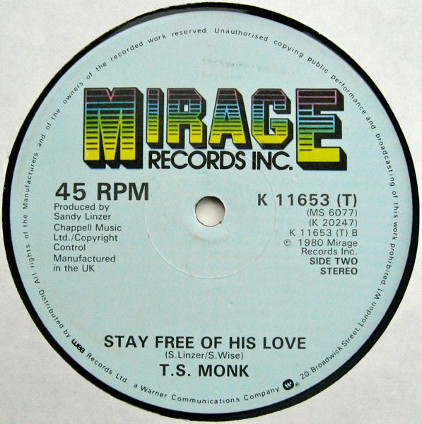 T.S. Monk : Bon Bon Vie (12", Single)