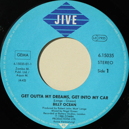 Billy Ocean : Get Outta My Dreams, Get Into My Car (7", Single)