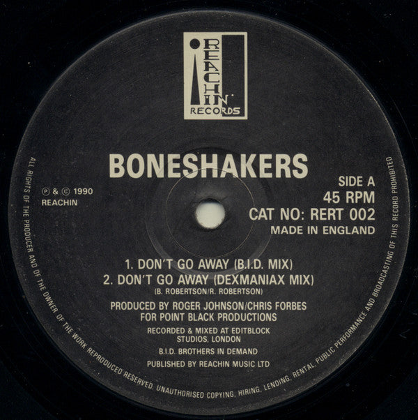 Boneshakers : Don't Go Away (12")