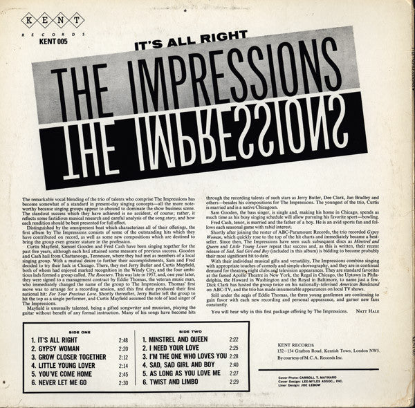 The Impressions : The Impressions (LP, Album, RE)