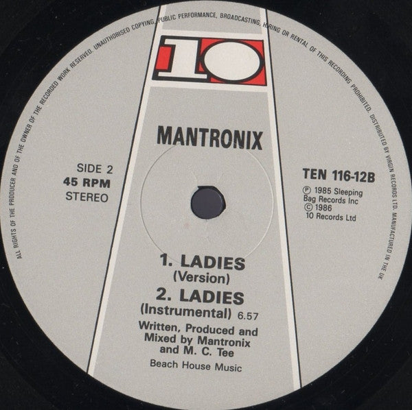 Mantronix : Ladies (12", Pic)