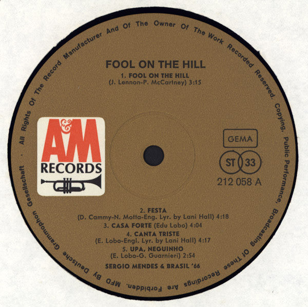 Sergio Mendes & Brasil '66* : Fool On The Hill (LP, Album, Gat)