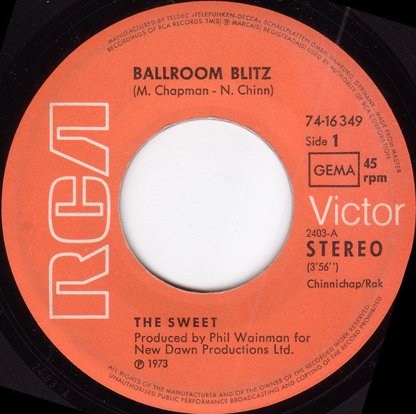 The Sweet : The Ballroom Blitz (7", Single)