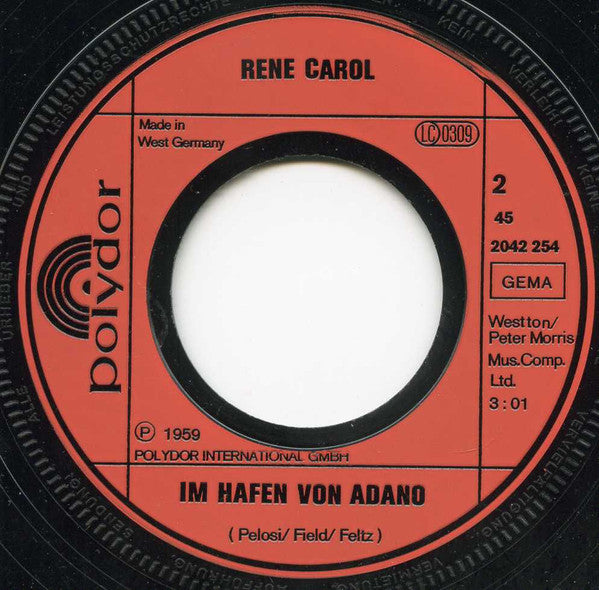 René Carol : Rote Rosen, Rote Lippen, Roter Wein / Im Hafen von Adano (7", Single)