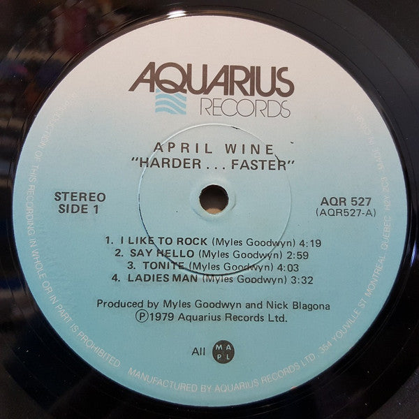 April Wine : Harder.....Faster (LP, Album)