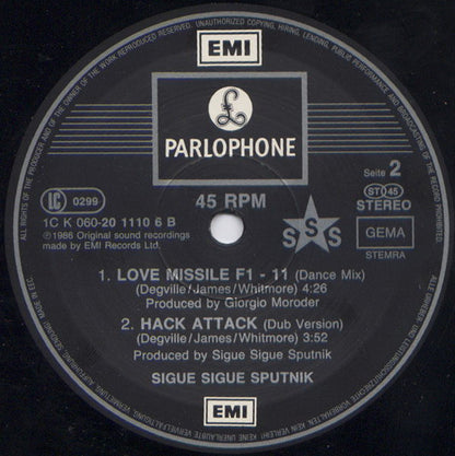 Sigue Sigue Raumshift* : Love Missile F1-11 (The Bangkok Remix) (12", Maxi)