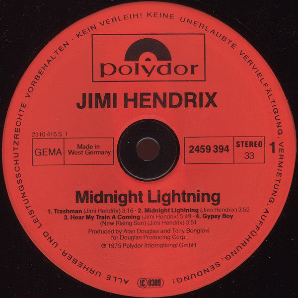 Jimi Hendrix : Midnight Lightning (LP, Album, RE)