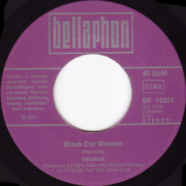 Geordie : Black Cat Woman (7", Single)