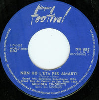 Gigliola Cinquetti : Non Ho L'Età (7", Single)