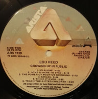 Lou Reed : Growing Up In Public (LP, Album, RE)