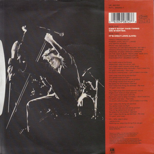 Bryan Adams : Can't Stop This Thing We Started (7", Single)