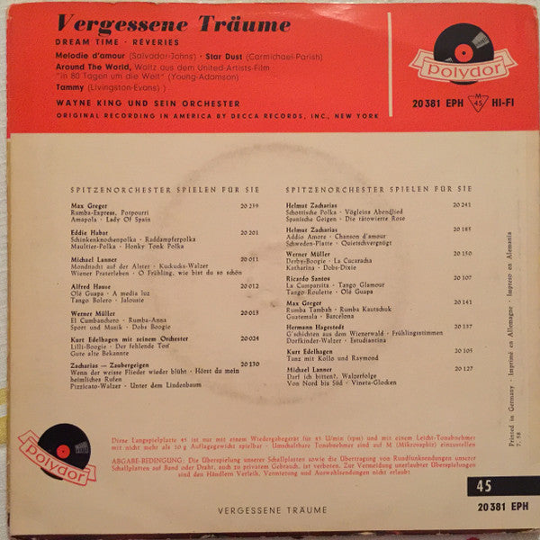 Wayne King And His Orchestra : Vergessene Träume (7", EP)