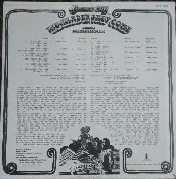 Various : The Harder They Come (Original Soundtrack Recording) (LP, Comp)