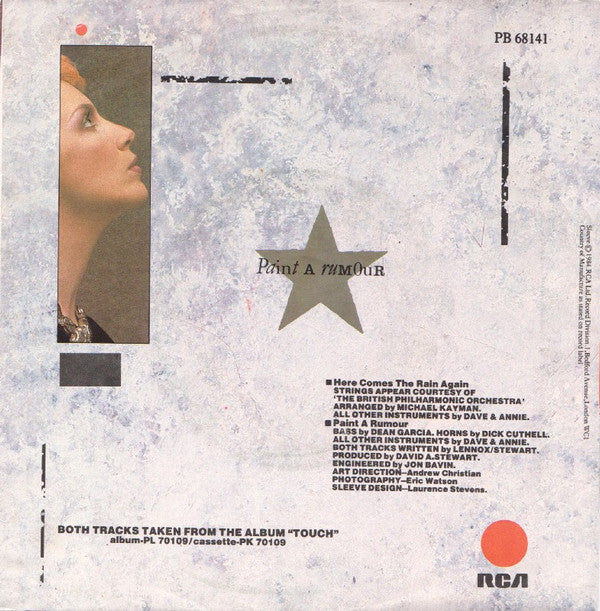 Eurythmics : Here Comes The Rain Again (7", Single)
