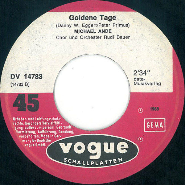 Michael Ande : Wenn Eine Liebe Zu Ende Geht / Goldene Tage (7", Single)