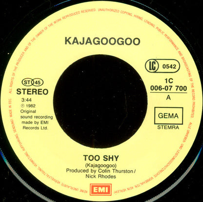 Kajagoogoo : Too Shy (7", Single)