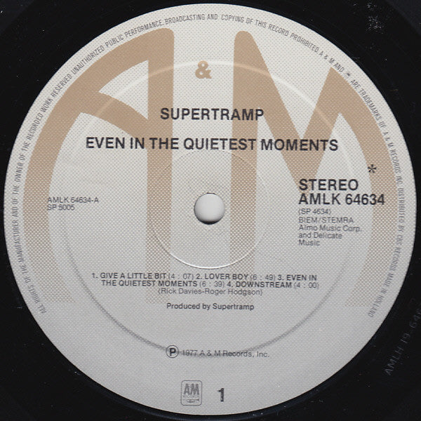 Supertramp : Even In The Quietest Moments... (LP, Album)