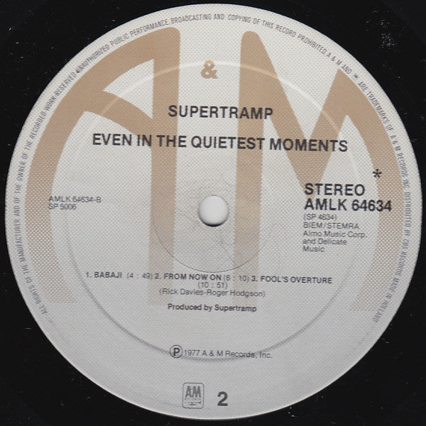 Supertramp : Even In The Quietest Moments... (LP, Album)
