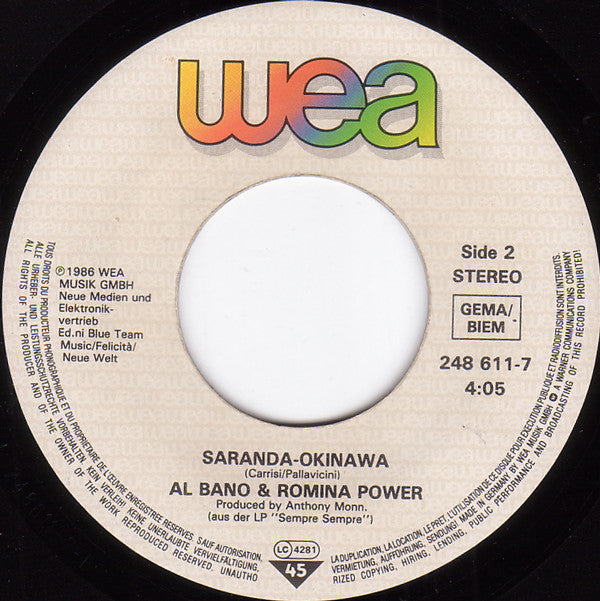Al Bano & Romina Power : Sempre Sempre (7", Single)