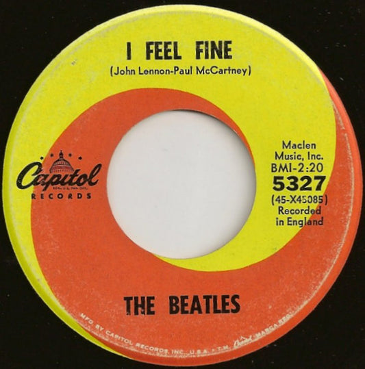 The Beatles : I Feel Fine (7", Single, Scr)