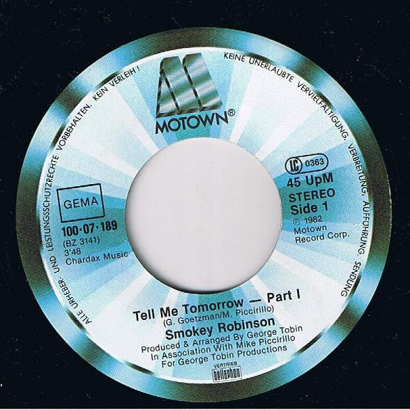 Smokey Robinson : Tell Me Tomorrow - Part I & Part II (7", Single)