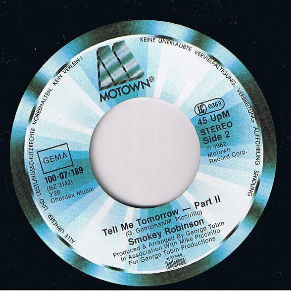 Smokey Robinson : Tell Me Tomorrow - Part I & Part II (7", Single)