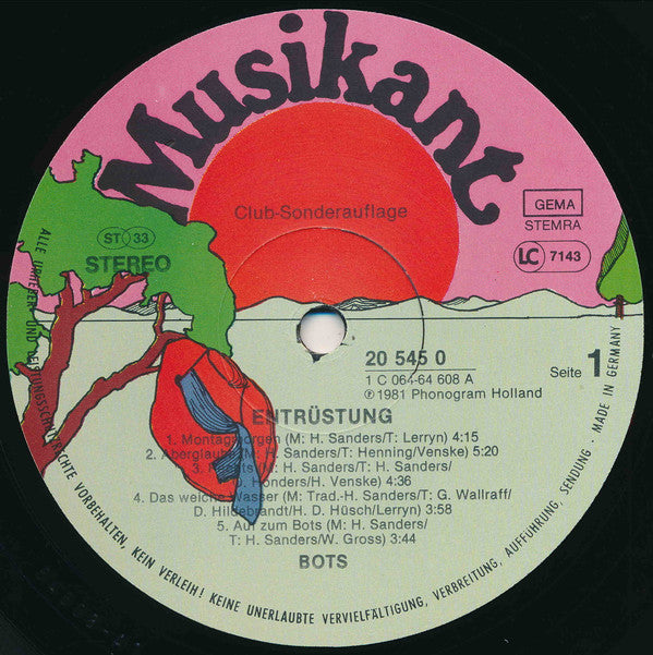 Bots : Entrüstung (LP, Album, Clu)