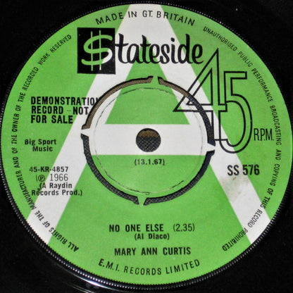 Mary Anne Curtis : No One Else (7", Promo)