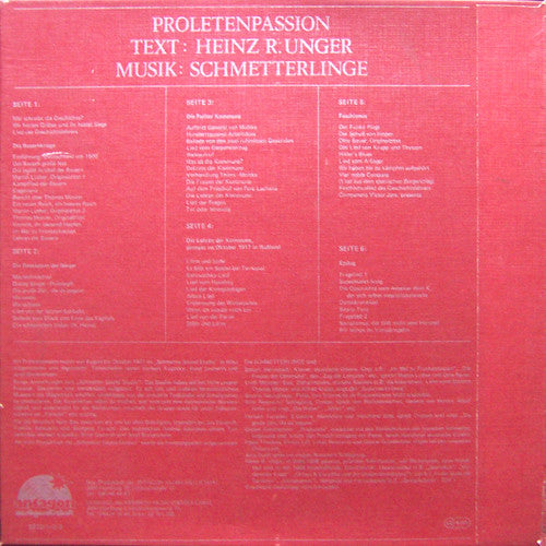 Schmetterlinge : Proletenpassion (3xLP, Album + Box)
