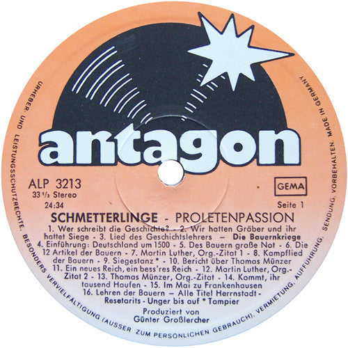 Schmetterlinge : Proletenpassion (3xLP, Album + Box)