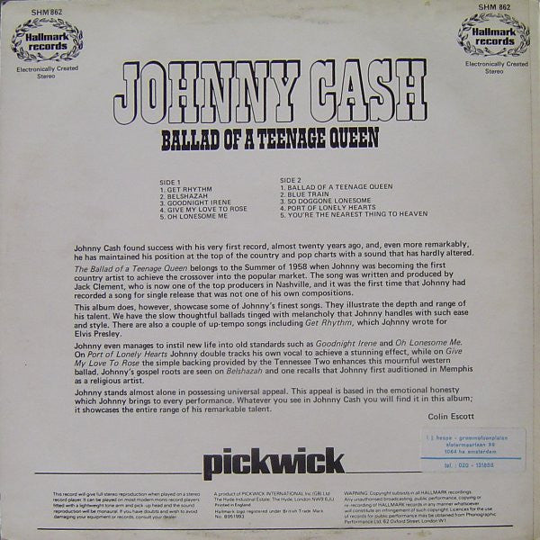 Johnny Cash : Ballad Of A Teenage Queen (LP, Comp, RP)