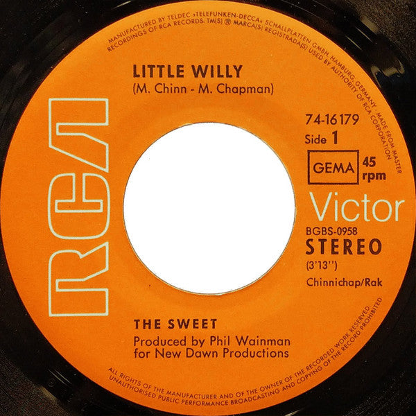The Sweet : Little Willy (7", Single)