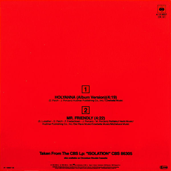 Toto : Holyanna (12", Maxi)