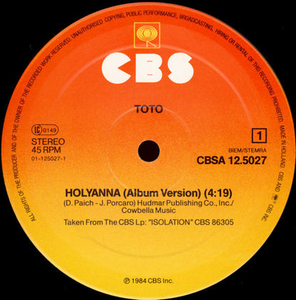 Toto : Holyanna (12", Maxi)