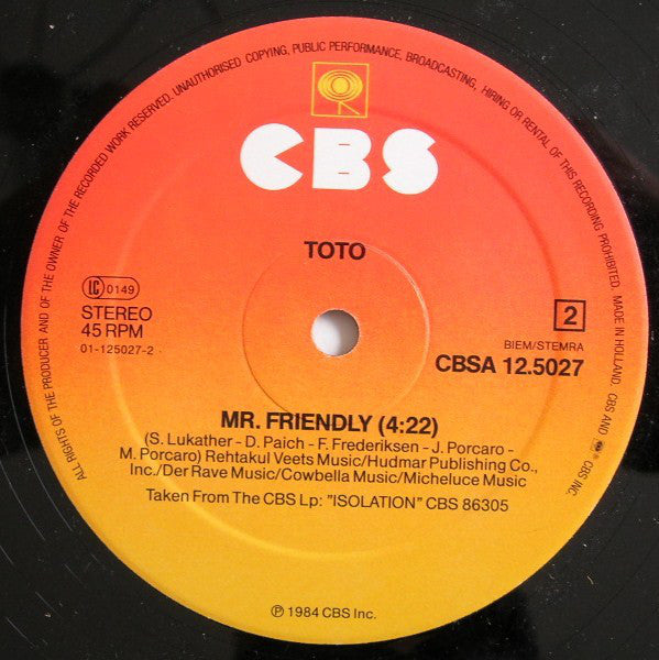 Toto : Holyanna (12", Maxi)