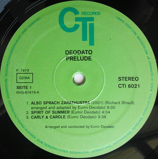 Eumir Deodato : Prelude (LP, Album, Gat)
