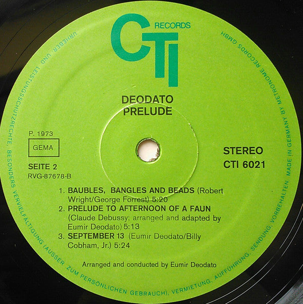 Eumir Deodato : Prelude (LP, Album, Gat)
